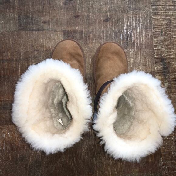 Koolaburra by UGG Rozalia Tall Fur Lined Boot Womens 8 Tie Shearling Suede Brown - Picture 5 of 11